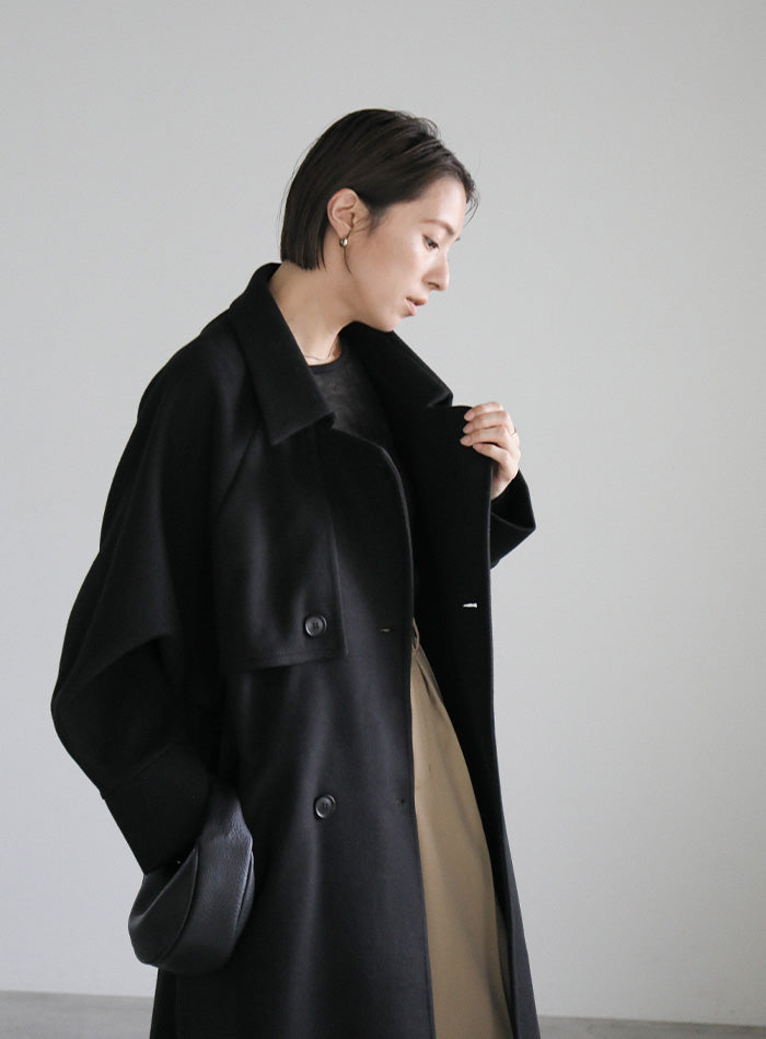 パッゾ　マサキコレクション　ダブルチェスターロングコート　金ボタン　44 黒 PAZZO - 90s□N.MASAKI Collection□カシミヤ混 チェスター