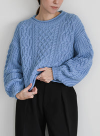 リブロールショートニット