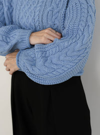 リブロールショートニット