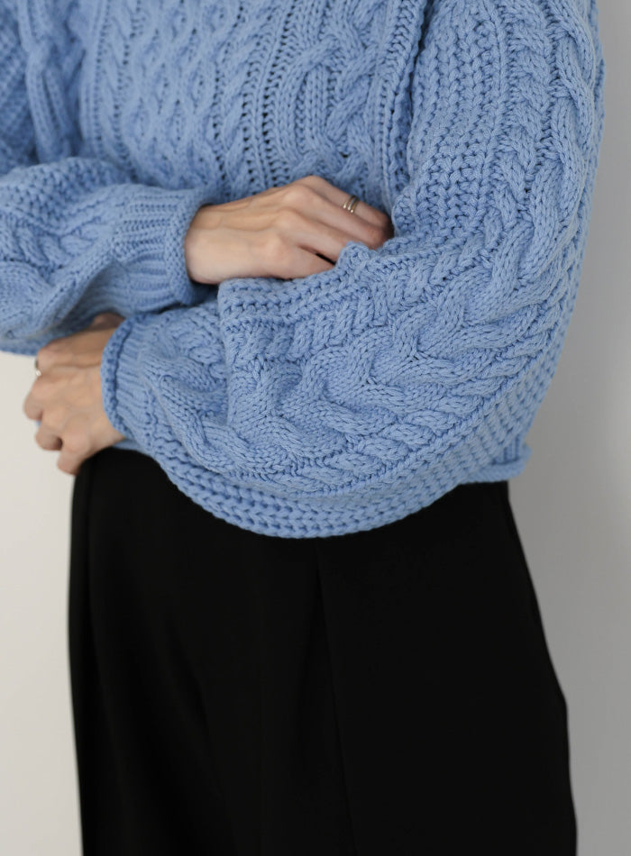 リブロールショートニット