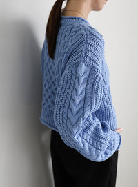 リブロールショートニット