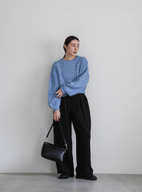 リブロールショートニット