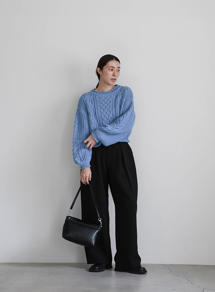 リブロールショートニット