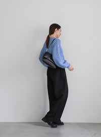 リブロールショートニット