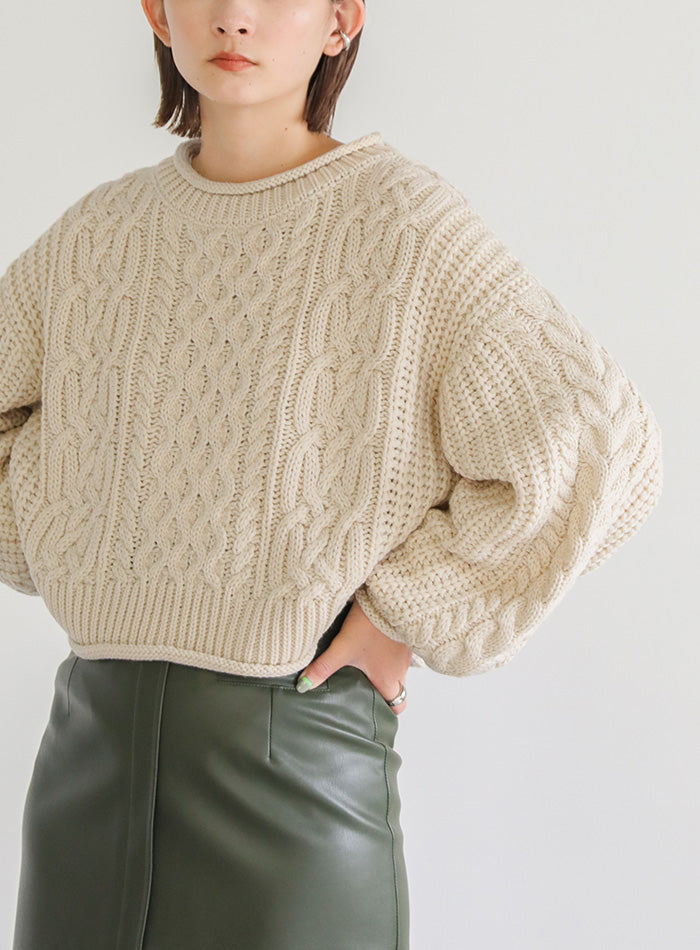 リブロールショートニット【SALE】