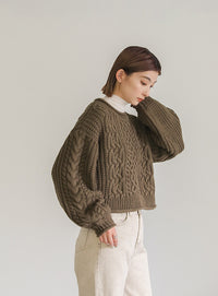 リブロールショートニット【SALE】