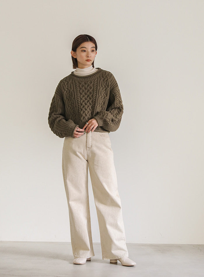 リブロールショートニット【SALE】