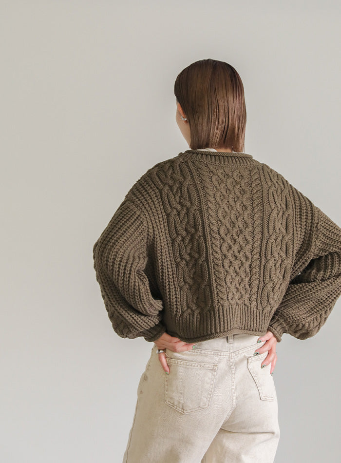 リブロールショートニット【SALE】