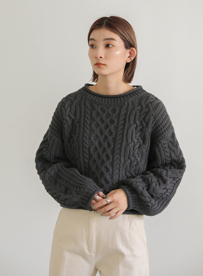 リブロールショートニット【SALE】