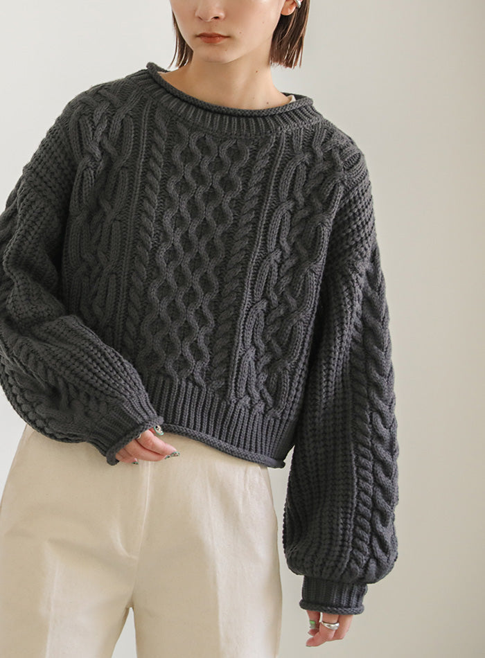 リブロールショートニット【SALE】