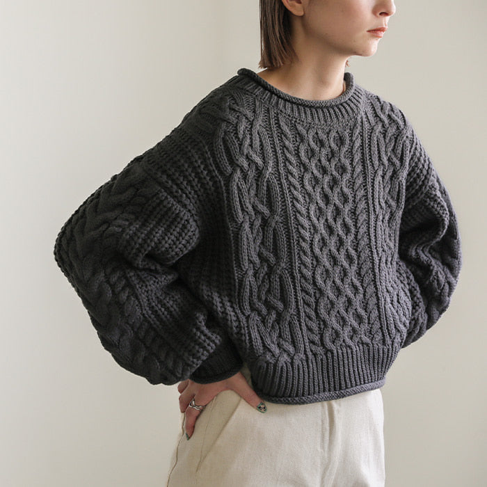 リブロールショートニット【SALE】
