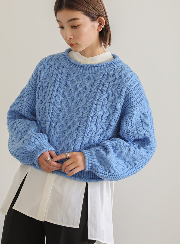 リブロールショートニット【SALE】
