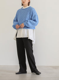 リブロールショートニット【SALE】