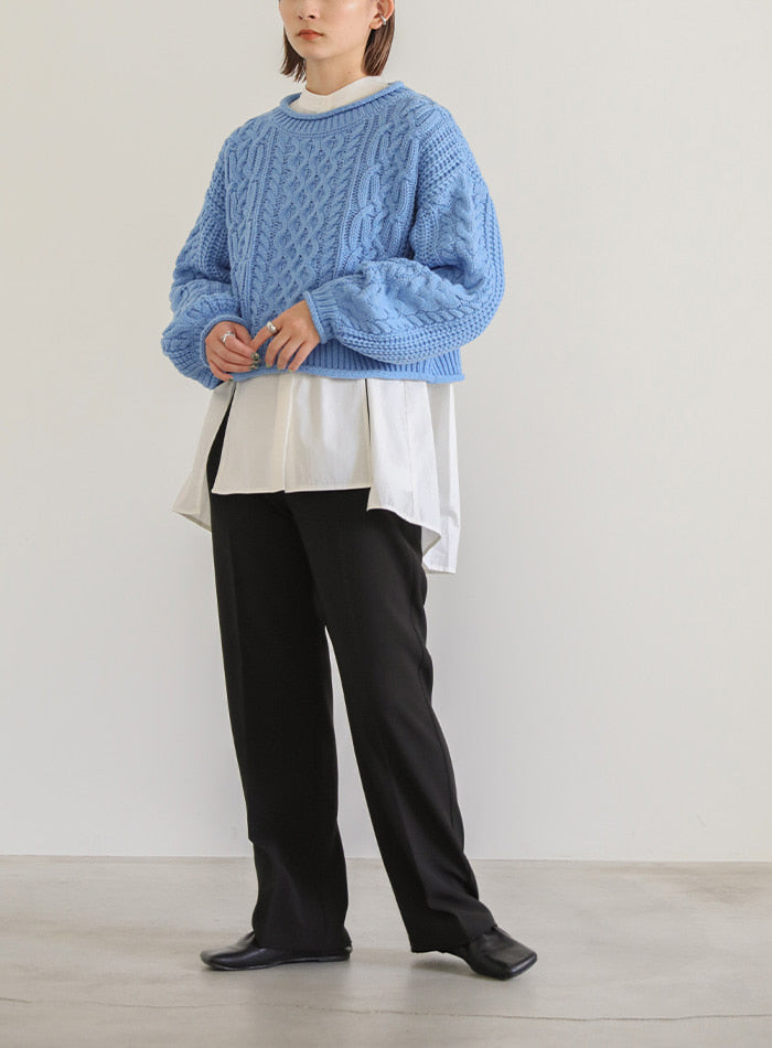 リブロールショートニット【SALE】