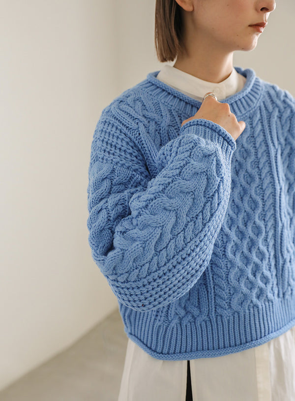 リブロールショートニット