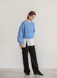 リブロールショートニット【SALE】