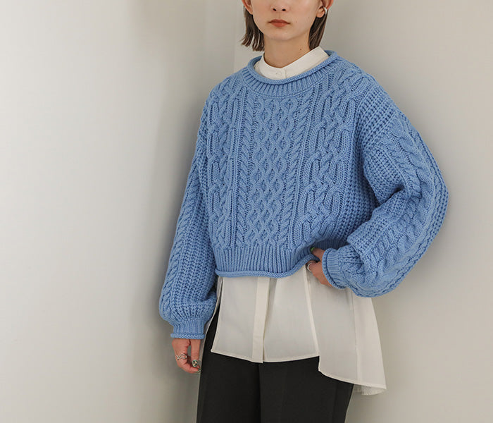 リブロールショートニット【SALE】