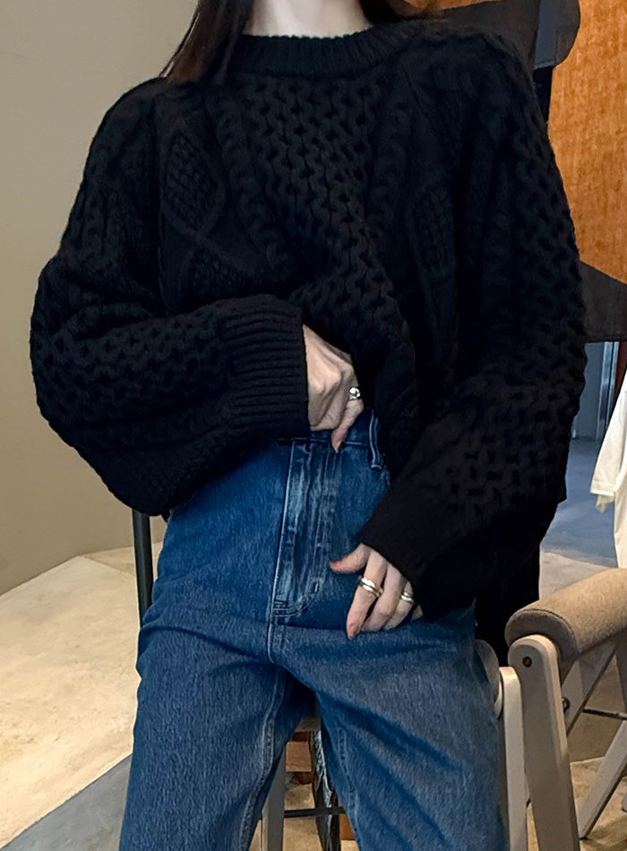 サイズ展開あり】ヴィンテージライクケーブルニット【by SON