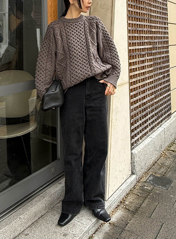 【サイズ展開あり】ヴィンテージライクケーブルニット【by SON】