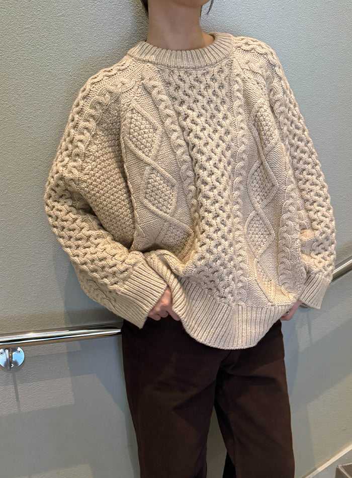 【サイズ展開あり】ヴィンテージライクケーブルニット【by SON】