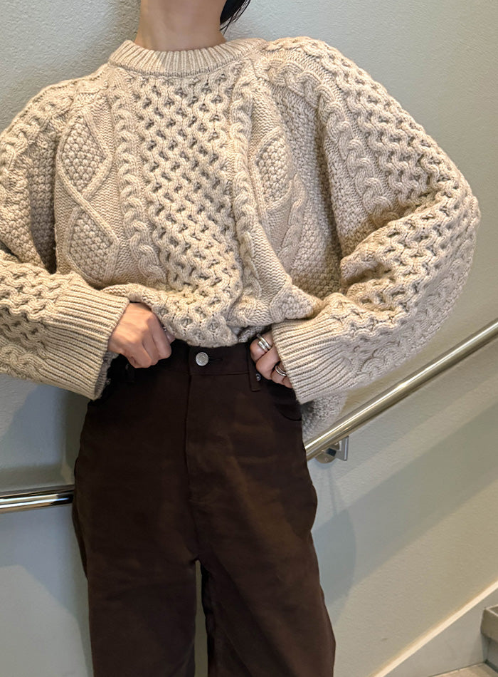 【サイズ展開あり】ヴィンテージライクケーブルニット【by SON】