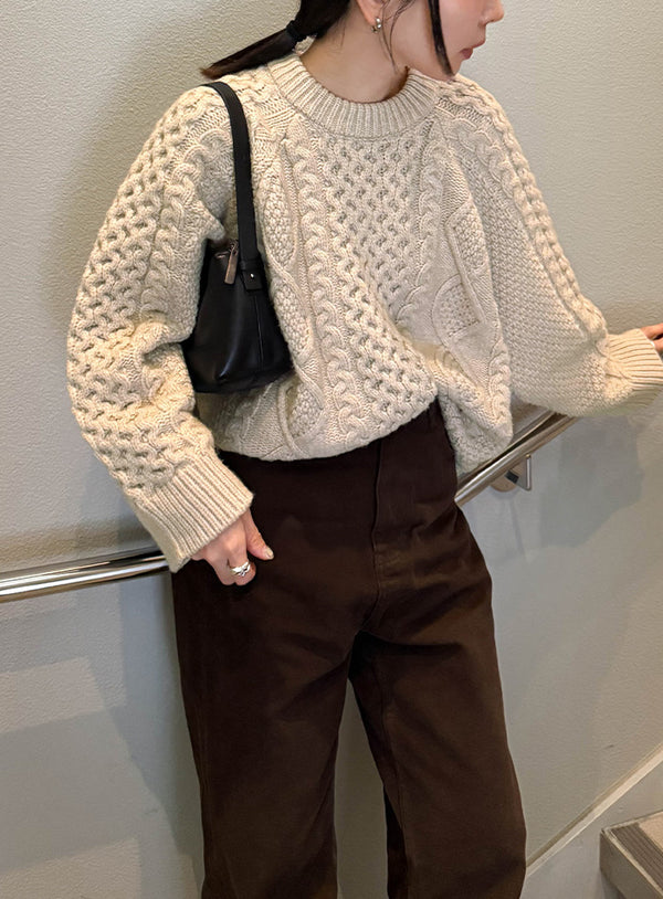 【サイズ展開あり】ヴィンテージライクケーブルニット【by SON】