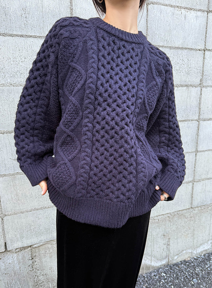 サイズ展開あり】ヴィンテージライクケーブルニット【by SON