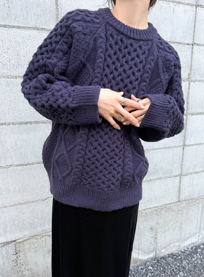 サイズ展開あり】ヴィンテージライクケーブルニット【by SON