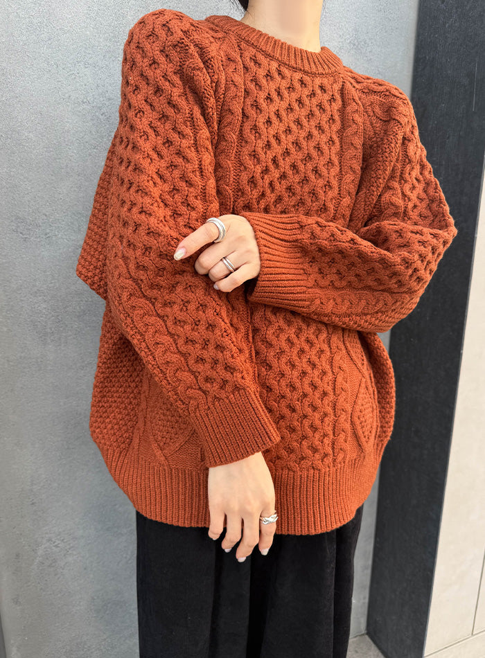 【サイズ展開あり】ヴィンテージライクケーブルニット【by SON】