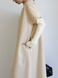 ノーカラーフライフロントデザインワンピース【by SON】