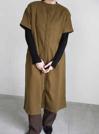 ノーカラーフライフロントデザインワンピース【by SON】