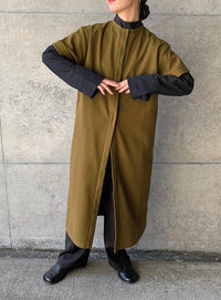 ノーカラーフライフロントデザインワンピース【by SON】【SALE】