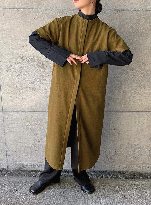 ノーカラーフライフロントデザインワンピース【by SON】【SALE】