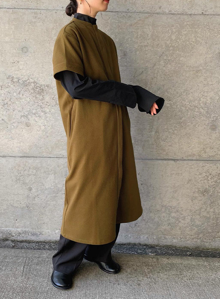 ノーカラーフライフロントデザインワンピース【by SON】【SALE】