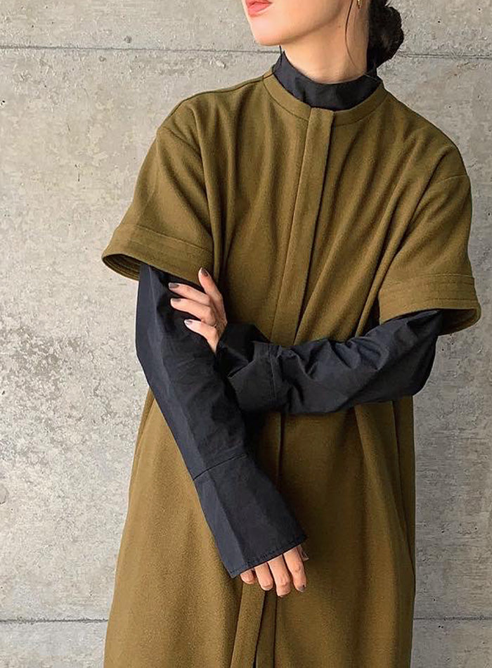 ノーカラーフライフロントデザインワンピース【by SON】【SALE】