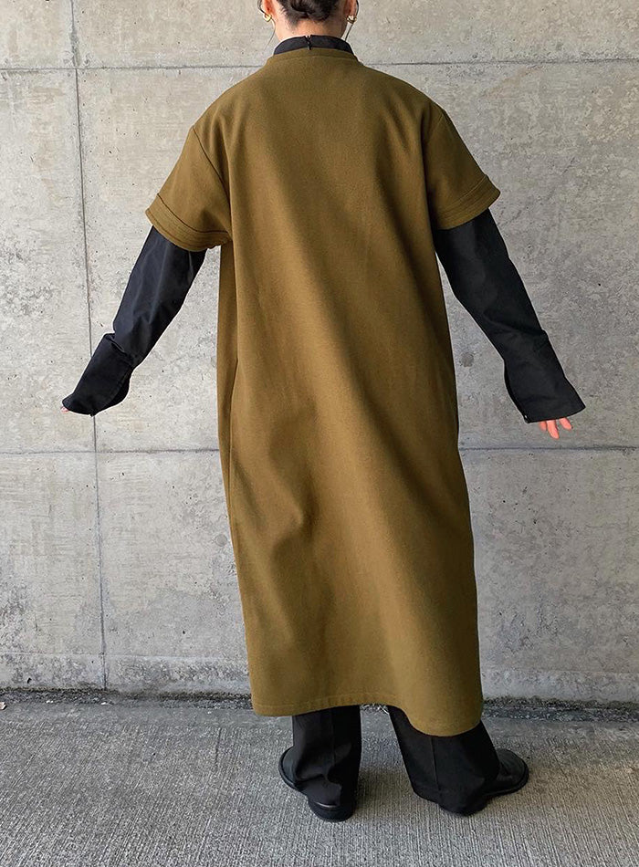 ノーカラーフライフロントデザインワンピース【by SON】【SALE】