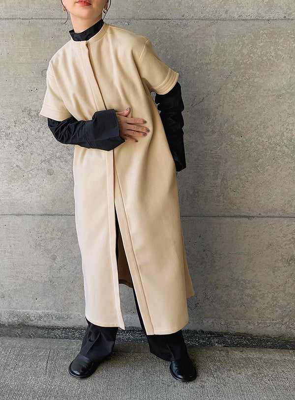 ノーカラーフライフロントデザインワンピース【by SON】【SALE】