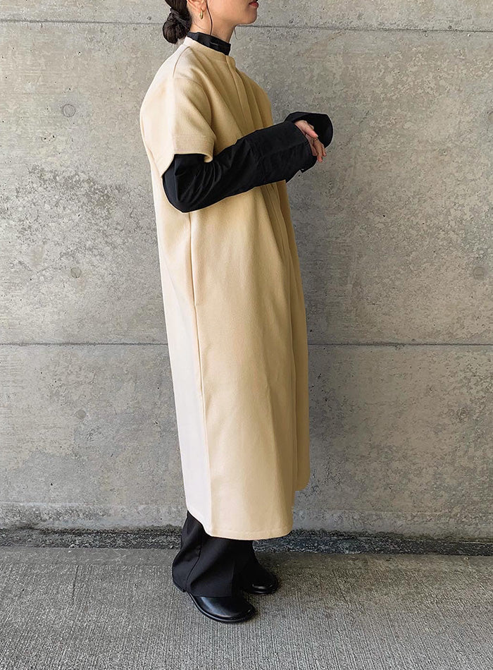 ノーカラーフライフロントデザインワンピース【by SON】【SALE】