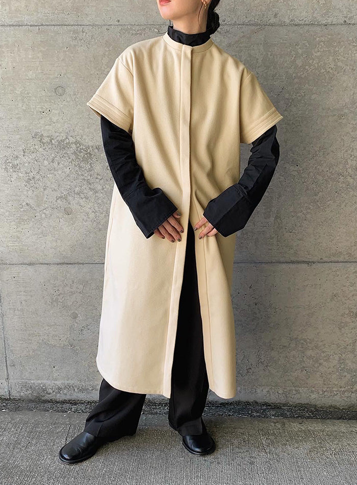 ノーカラーフライフロントデザインワンピース【by SON】【SALE】