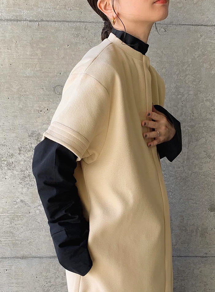 ノーカラーフライフロントデザインワンピース【by SON】【SALE】