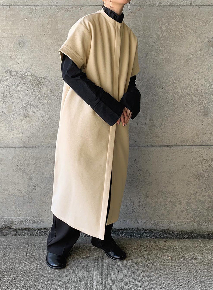ノーカラーフライフロントデザインワンピース【by SON】【SALE】