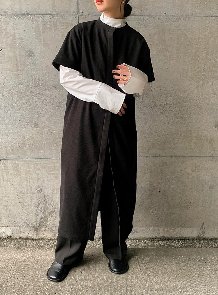 ノーカラーフライフロントデザインワンピース【by SON】【SALE】