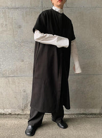 ノーカラーフライフロントデザインワンピース【by SON】【SALE】