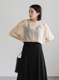 シャーリングフレアスカート