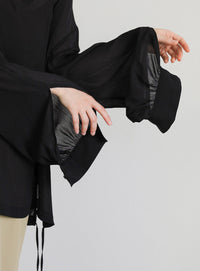 オープンスリーブデザインシフォンブラウス