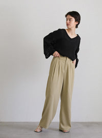 オープンスリーブデザインシフォンブラウス