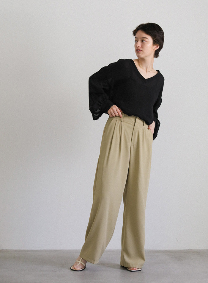 オープンスリーブデザインシフォンブラウス