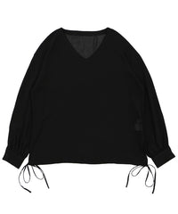 オープンスリーブデザインシフォンブラウス