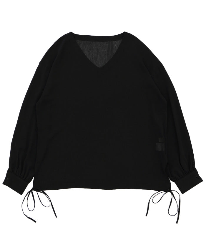 オープンスリーブデザインシフォンブラウス