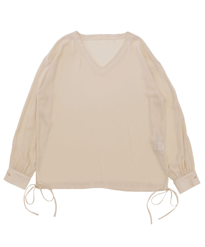 オープンスリーブデザインシフォンブラウス